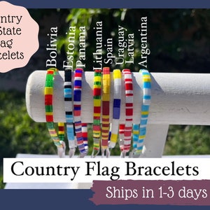 Flag Bracelet | Country Bracelet | State Bracelet | Personalized Bracelet | Long Distance Friendship Bracelet | Country Colors | State Color