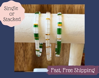 Christmas Jewelry for Women-Christmas Set-Gift-Christmas Bracelet-Stocking Stuffer-Bracelet Stack-Green Red White-Holiday Bracelets
