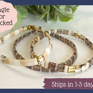 Tila bead bracelet for women-Stretchy Bracelets-Beaded Bracelet -Stackable Bracelet-Anklet-Summer Anklet-Colorful Glass Tile Beaded Bracelet