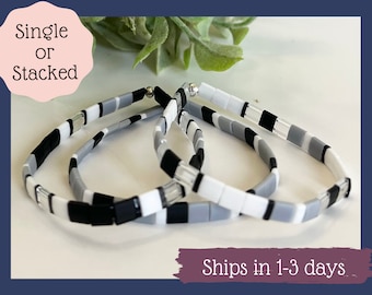 Miyuki Tila Bead Bracelet: Stretchy Glass Tile Anklet