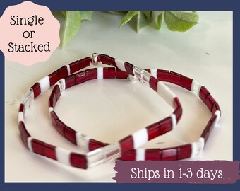 Miyuki Tila Bead Bracelet: Stretchy Glass Tile Bracelet