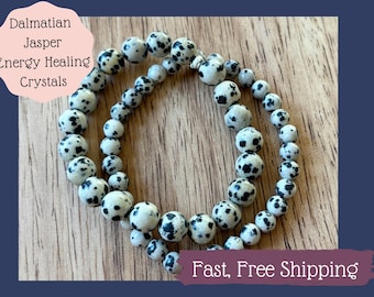 Dalmatian Jasper Bracelet: Stretchy Crystal Healing Jewelry