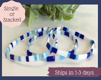 Miyuki Tila Bead Bracelet: Stretchy Glass Tile Bracelet