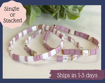 Miyuki Tila Bead Bracelet: Stretchy Glass Tile Bracelet for Women