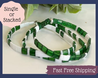 Tila Bead Bracelet: Stretchy Glass Tile Anklet - Waterproof