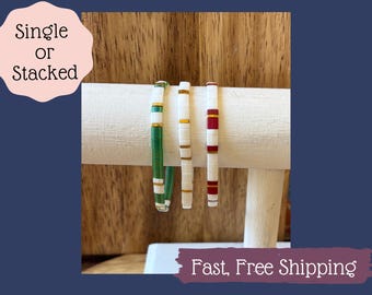 Christmas Jewelry for Women-Christmas Set-Gift-Christmas Bracelet-Stocking Stuffer-Bracelet Stack-Green Red White-Holiday Bracelets