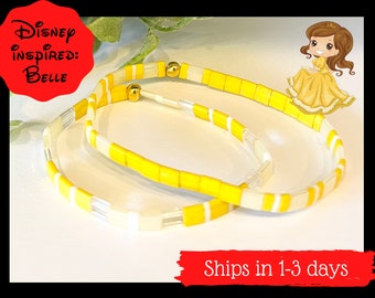 Belle Disney Inspired Bracelet | Yellow Tila Bead Jewelry