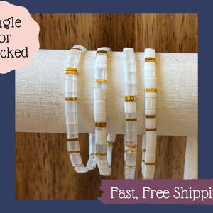 Christmas Jewelry for Women-Christmas Set-Gift-Christmas Bracelet-Stocking Stuffer-Bracelet Stack- White and Gold-Holiday Bracelets