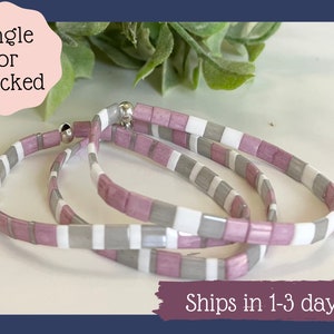 Tila bead bracelet for women-Stretchy Bracelets-Beaded Bracelet -Stackable Bracelet-Anklet-Summer Anklet-Colorful Glass Tile Beaded Bracelet