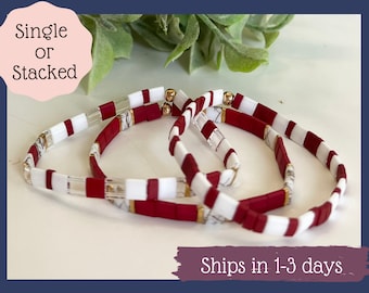 Miyuki Tila Bead Bracelet: Colorful Square Stretch Bracelet