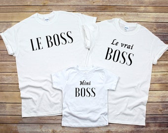 T-shirt famille assorti, teeshirt Boss, tshirt famille France, tshirt famille BOSS, T-shirt Hemme, Femme, Enfant, tshirts assortis famille