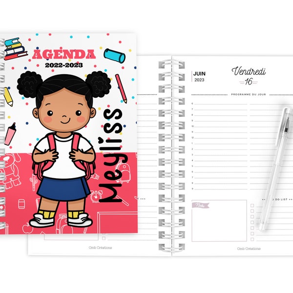 Agenda scolaire personnalisé prénom, cadeau rentrée, agenda enfant figurine personnalisé, agenda personnalisée, agenda fille, agenda garçon