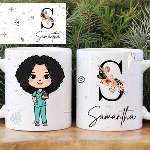 Tazza con mascotte personalizzata - Regalo per infermiera, assistente domiciliare, ostetrica, regalo personalizzato per infermiera, regalo per ostetrica o assistente domiciliare