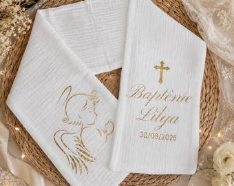 Gepersonaliseerde doopsjaal met naam en datum | Doopstola voor meisje of jongen | Uniek doopcadeau | Accessoire voor religieuze ceremonie