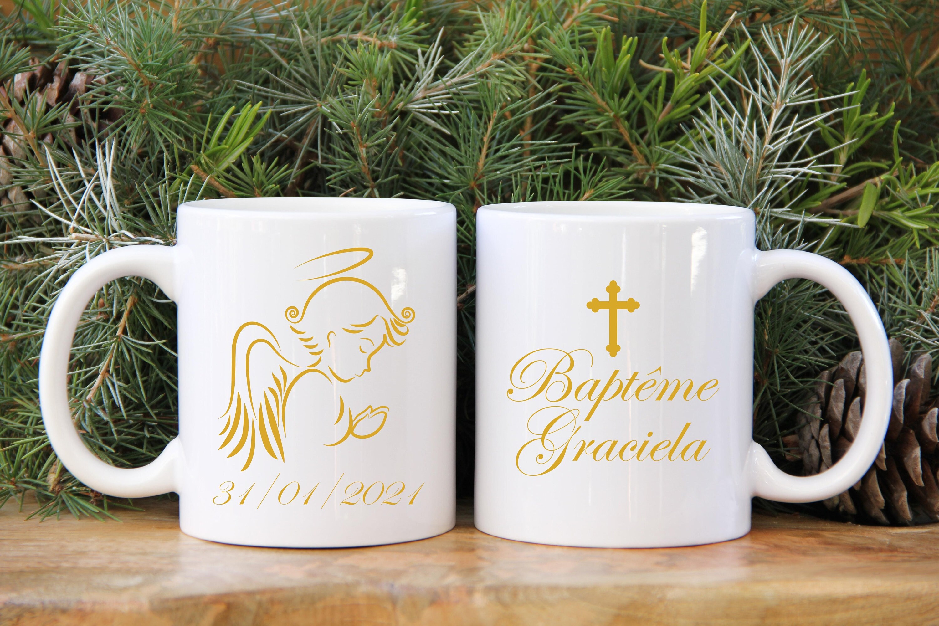 Mug Baptême Personnalisé, Mug Céramique, Déco Baptême, Cadeau Personnalisé Souvenir Enfant