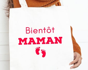Tote Bag Soon Mom, Shopping Bag, Pregnant Woman Gift Idea, Shopping Bag, Christmas Gift, Tote, Mother's Future Bag