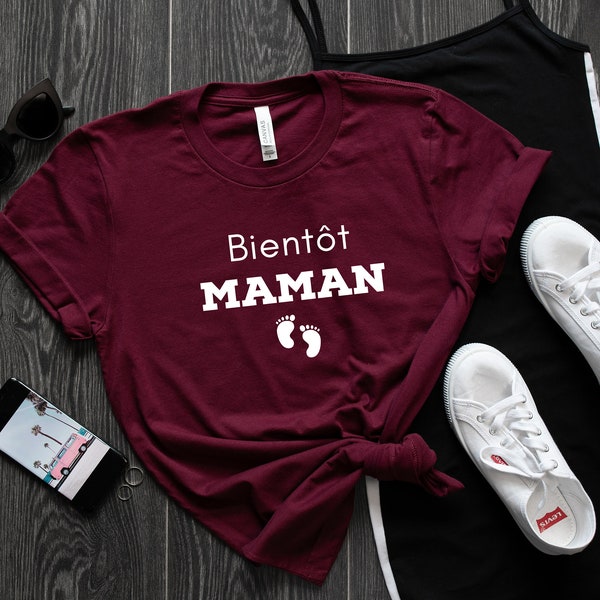 T-shirt Annonce grossesse, tshirt bientôt maman, Future maman, annonce grossesse,  tee-shirt annonce grossesse, Grossesse, t-shirt femme