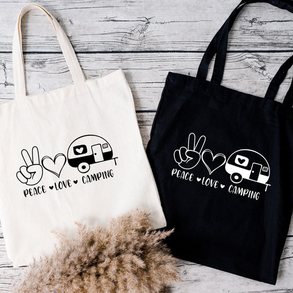 Tote Bag Camping, Sac de courses camping, cadeau femme, sac vacances, cadeau noël, fourre-tout, sac amateurs de camping, tote-bag camping