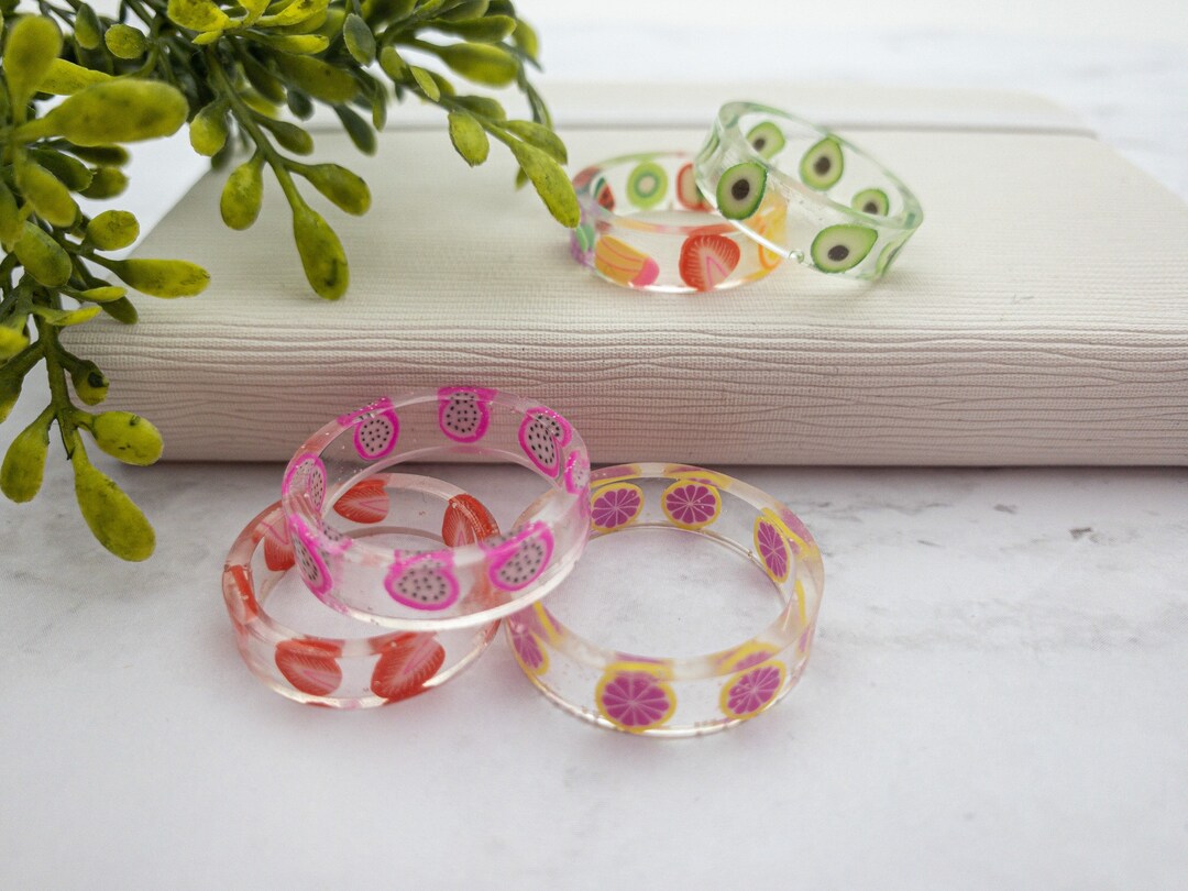 Realfruit Rings Colorful Cute Resin Fruit Vegetable Ring for Women Girl - Etsy