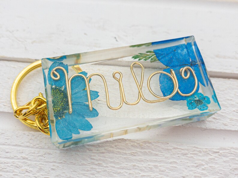 Customizable Floral Gold Rose Gold or Silver Wire Name Resin Etsy