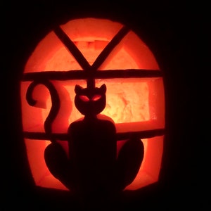 Cat in Window Carving Pattern