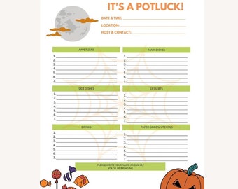 Brunch Printable Potluck Sign-up Sheet, 8.5x11 Fillable PDF, Breakfast ...