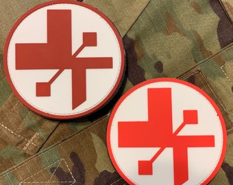 Medical patch - round camouflage with a black cross Embroidered