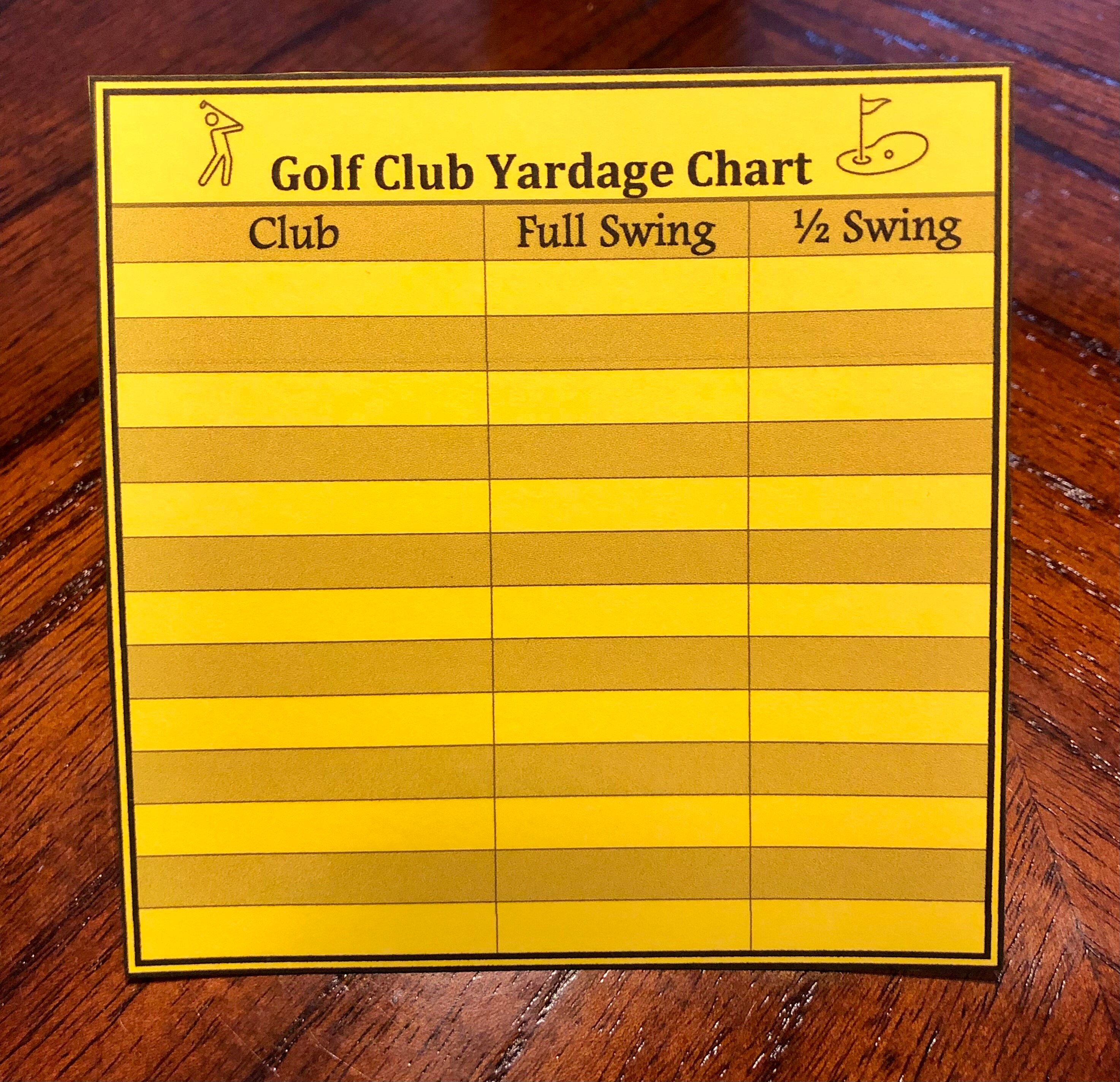 Golf Club Yardage Chart Distance Card Etsy UK