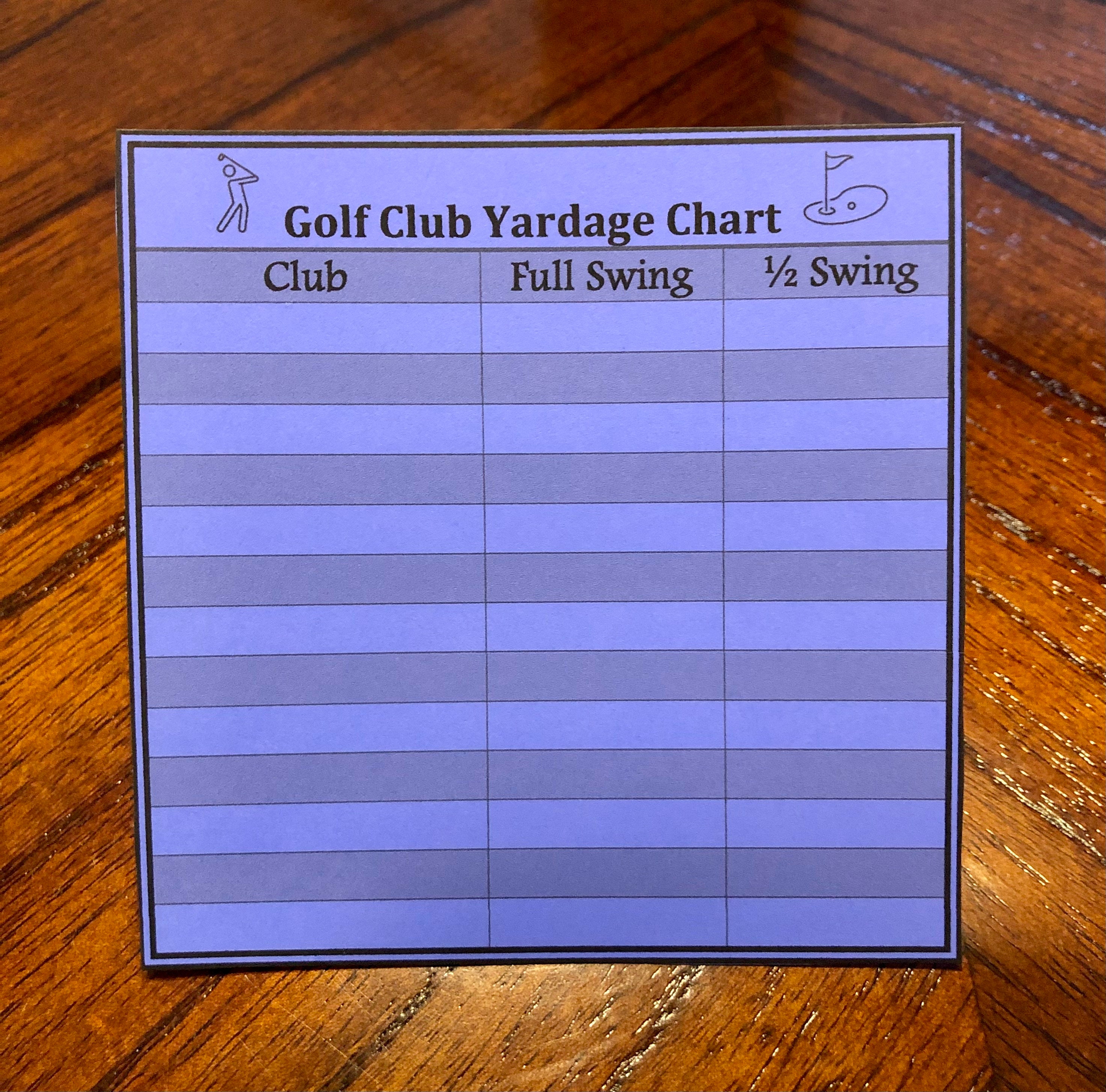 Golf Club Yardage Chart Distance Card Etsy UK
