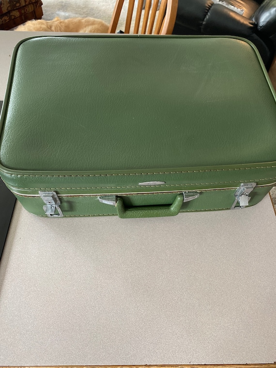 Vintage sears suitcase green on green