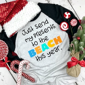 SVG navideño playero: Camiseta navideña termoadhesiva (descarga digital)