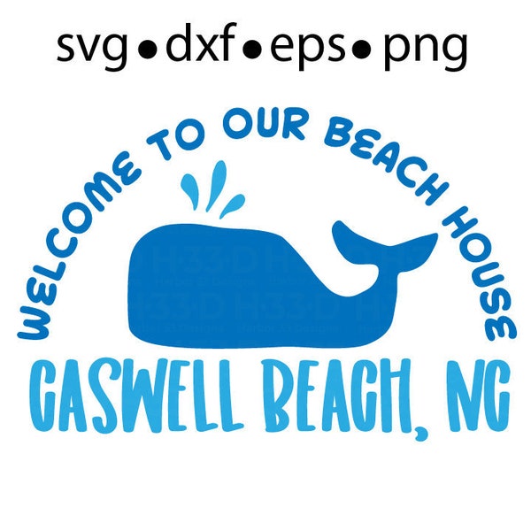 beach house svg for Cricut and Silhouette, Caswell Beach svg, whale svg, beach decor, whale t-shirt design