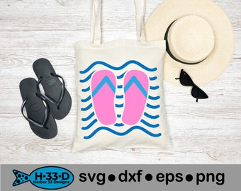 flip flip waves svg, flip flops Cricut, flip flops svg, beach bag svg