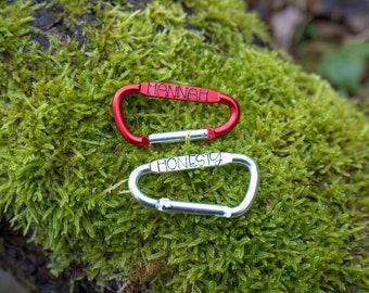 Personalised SMALL hand stamped carabiner