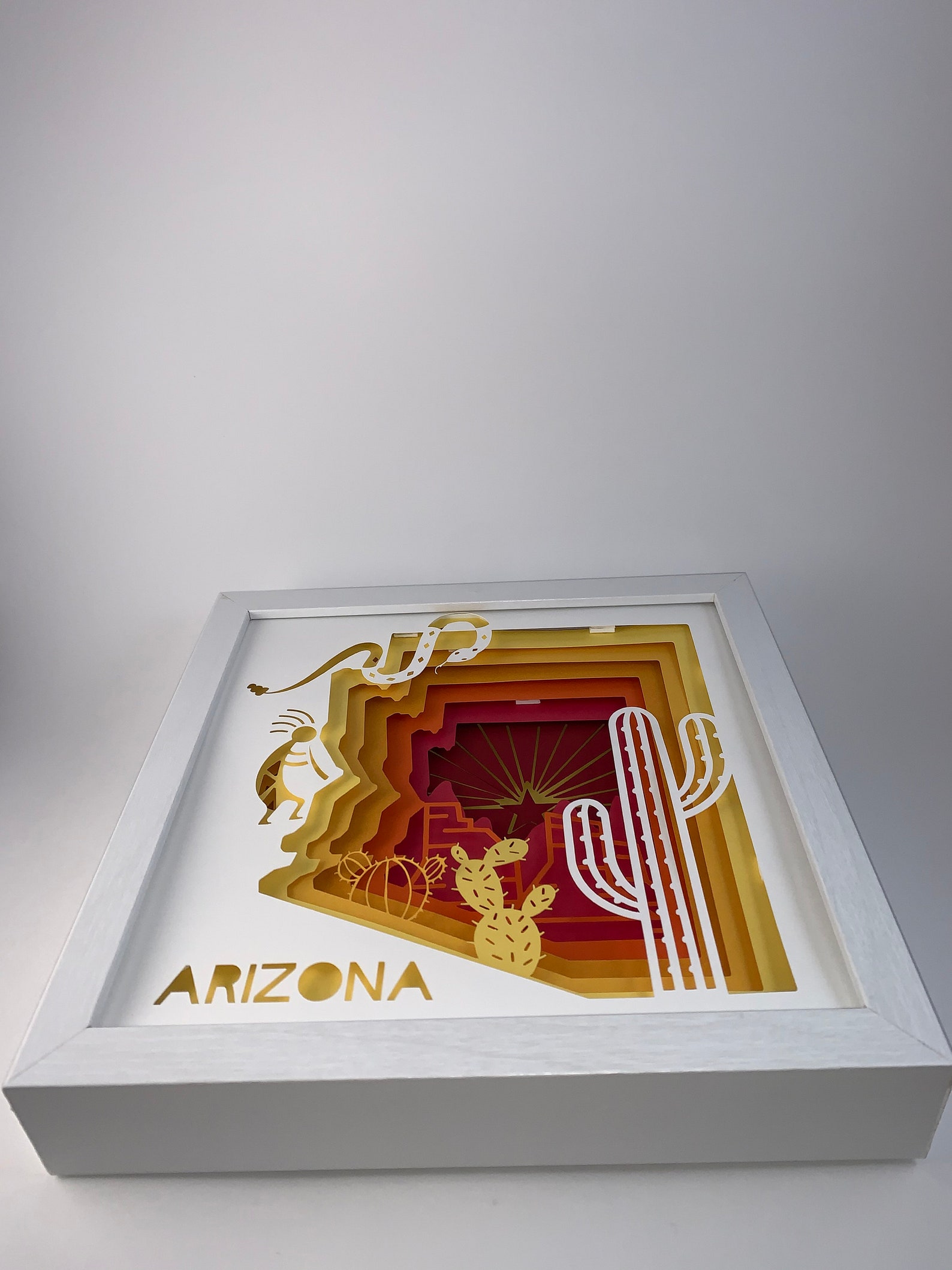 Arizona State 48 Shadow Box Art Wedding Gifts Honeymoon Etsy