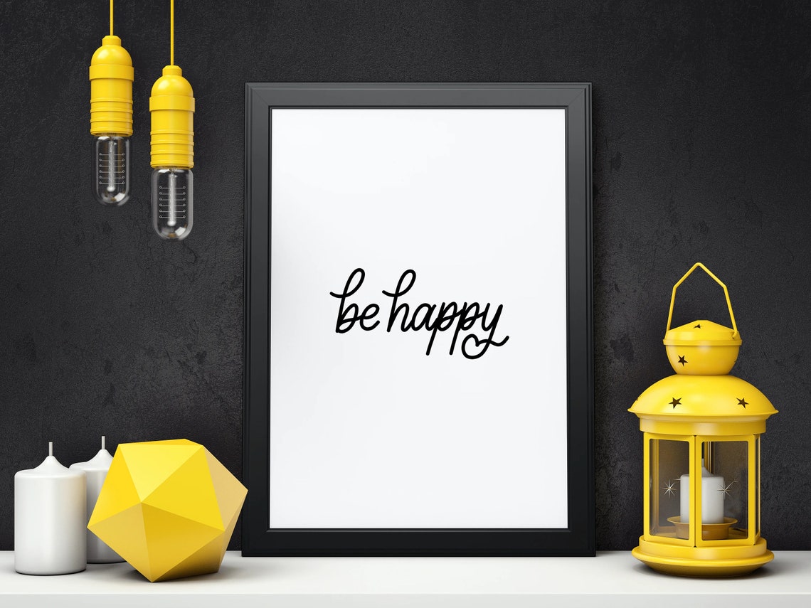 Be Happy Printable Wall Art Poster Wall Decor Motivational Etsy
