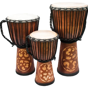 Djembe Standard linecarv,  16&quot; tall 8&quot; head, 20&quot; tall 10&quot; head, 24&quot; tall 12&quot; head, NK149