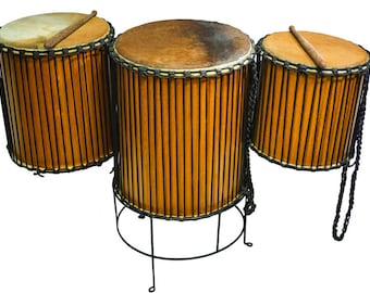 Dundun made of Teak finish, three sizes, stick include