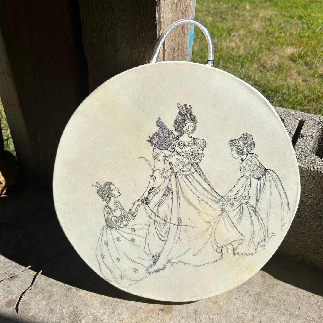 オーシャンドラム軽量14インチ16インチ、ドラムにオリジナルの手描き