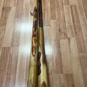 Handmade Didgeridoo Teak Wood 59&quot; length, cracked and repaired, no affect to the sound, 30% off
