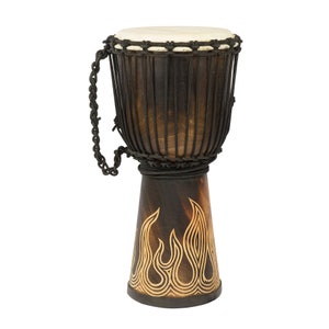 Handcrafted Djembe Drums - Carved Flamme Collection - Authentic Sound, 10&quot; 12&#39; 16&quot; 20&quot; 24&quot; tall.