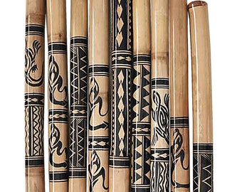 Terre Didgeridoo Bamboo Maori Tattoo, Handmade 34-59" Musical Artistry with Rich Tones, Tone options A, B, C, C#, D, E, F, G