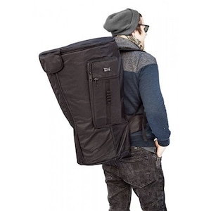 Bolsa Djembe, camada dupla, altura 26" diâmetro superior 16", altura 23" diâmetro superior 14", altura 19" diâmetro superior 12"