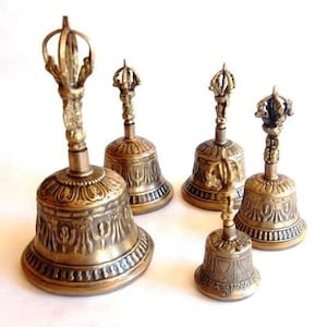Tibetan Bell Handmade in Indian Tibetan Bell made of brass Useful for yoga prayer meditation singing and spiritual mantra rituals