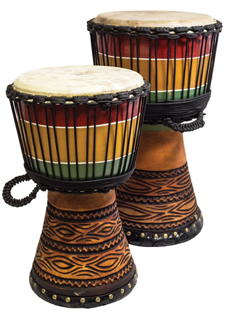New Djembe Master Mali Style Rasta Carved 20 Tall Etsy