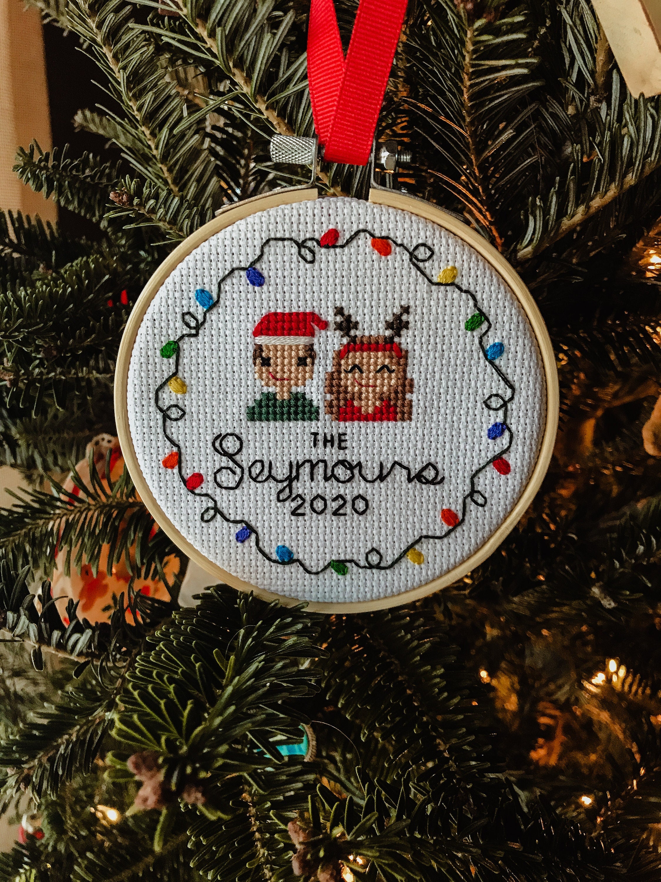  Vintage Style Cross Stitch Embroidered Christmas Ornaments -  Great Gifts for Children and Toddlers (Station Wagon, Personalized) :  Handmade Products