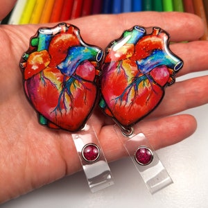 Anatomisch, Anatomisch heller Herz Aquarell, kardiologische Ausweisrolle, kardiologische Ausweisrolle, Niedliche Ausweisrolle, Glitzer-Aufzeichnungsrolle
