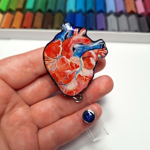 Badge reel anatomical heart red, Medical badge reel, Cardiologist badge reels, Cute badge reels, Glitter reels nise