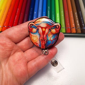 Badge Reel gynecologist, uterus, female reproductive organs, obstetrician, gynecology, cute badge reels, intensive care unit badge reel