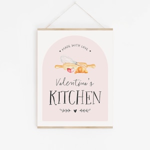 Cartello da cucina da gioco ad acquerello personalizzato, regalo personalizzato per bambina, arredamento della sala giochi per ragazze, decorazione della cucina da gioco, cartello da cucina giocattolo